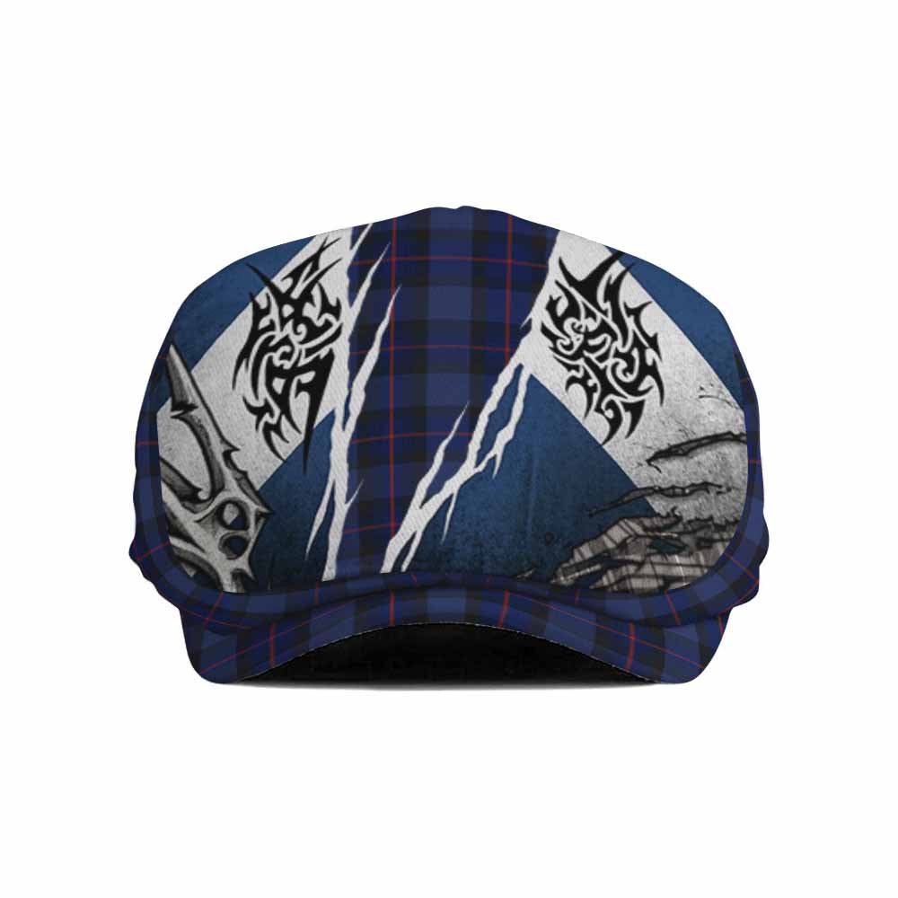 Rangers Tartan Flat Cap, Jeff Cap Scotland Flag Ripped Tribal Design