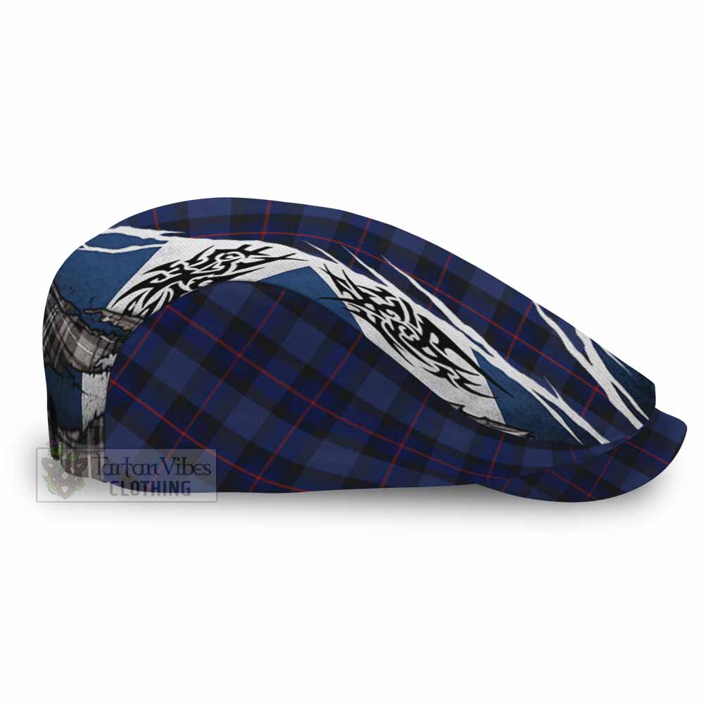 Rangers Tartan Flat Cap, Jeff Cap Scotland Flag Ripped Tribal Design