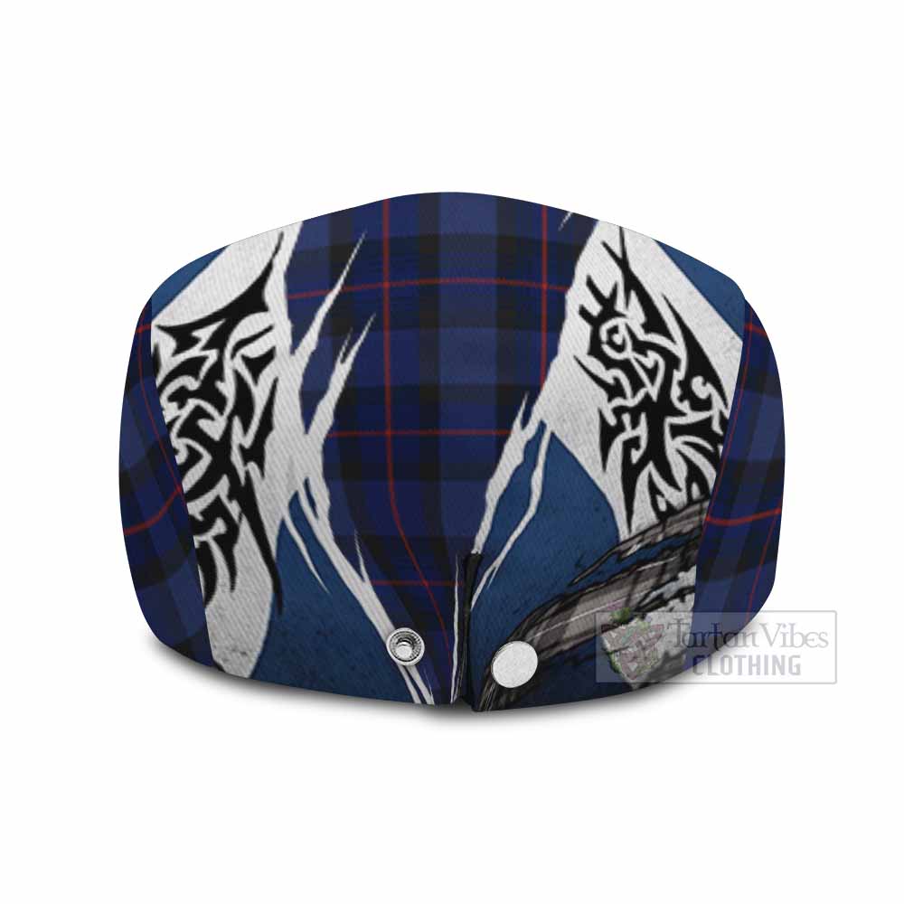 Rangers Tartan Flat Cap, Jeff Cap Scotland Flag Ripped Tribal Design