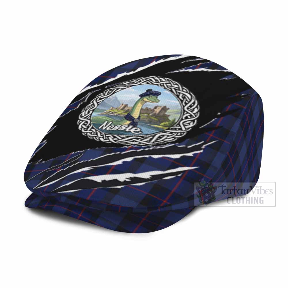 Rangers Tartan Loch Ness Monster Flat Cap, Jeff Cap Celtic Knot Nessie Art