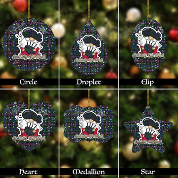 Rankin Tartan Christmas Ornaments with Scottish Gnome Playing Bagpipes
