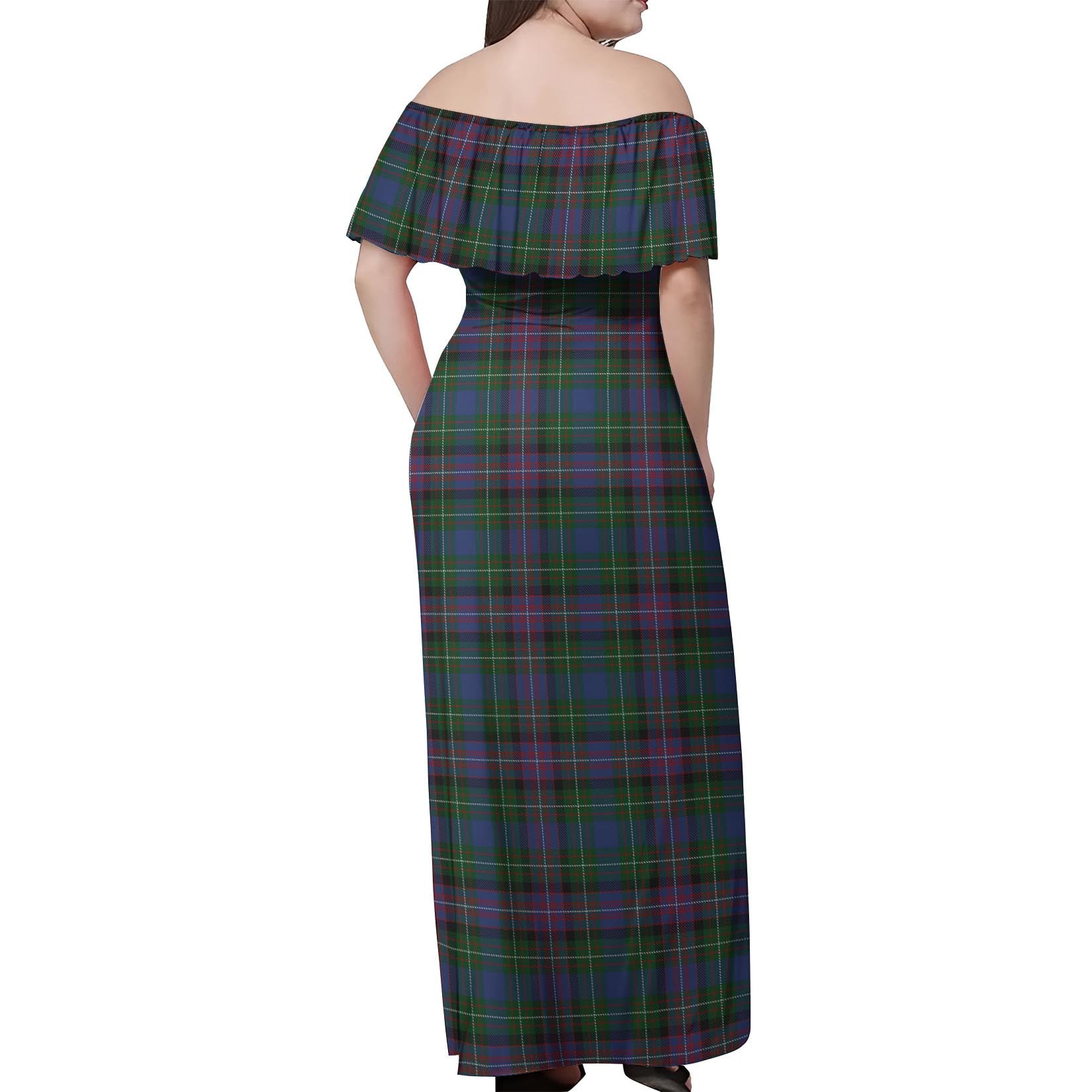 Rankin Tartan Off Shoulder Long Dress - Tartan Vibes Clothing
