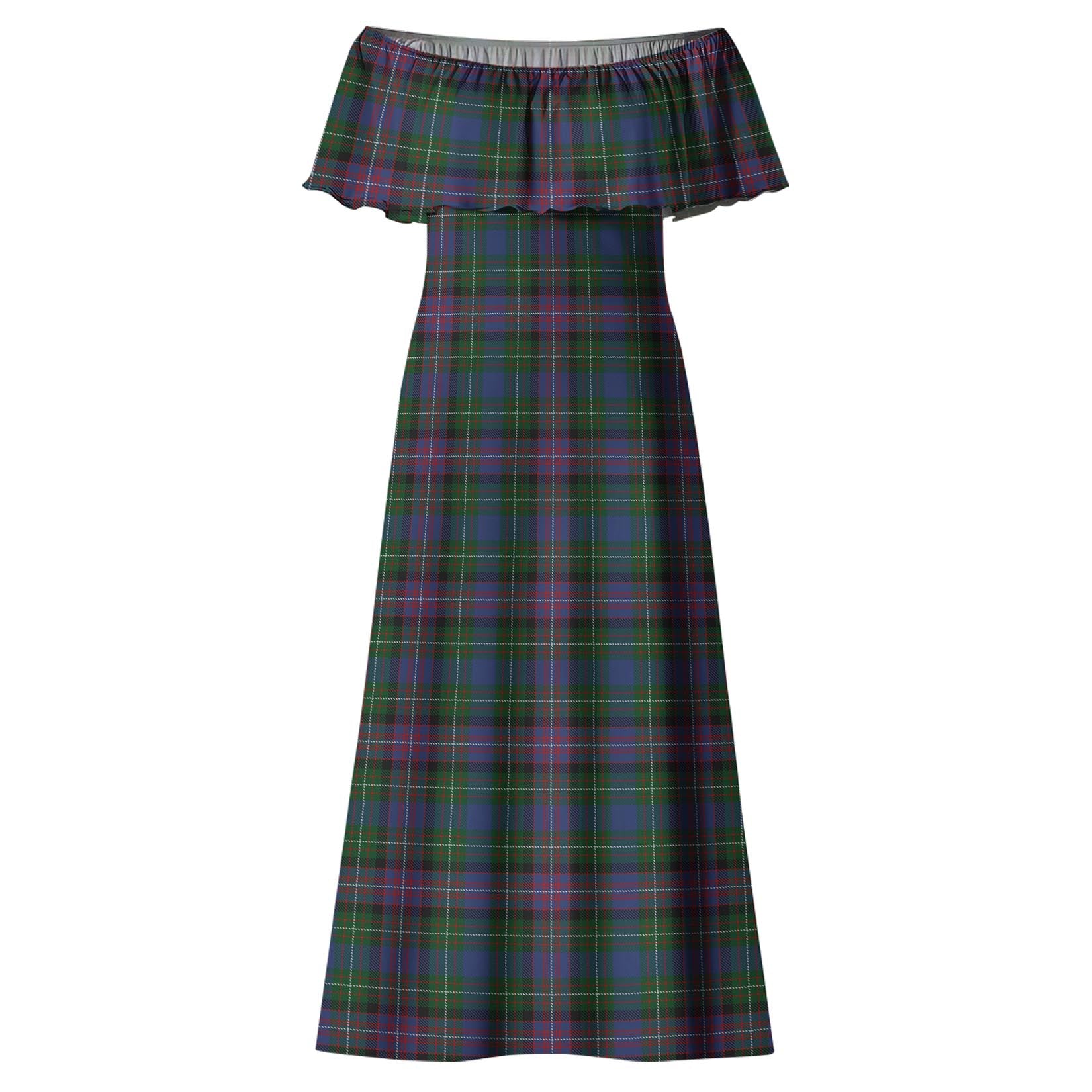 Rankin Tartan Off Shoulder Long Dress - Tartan Vibes Clothing