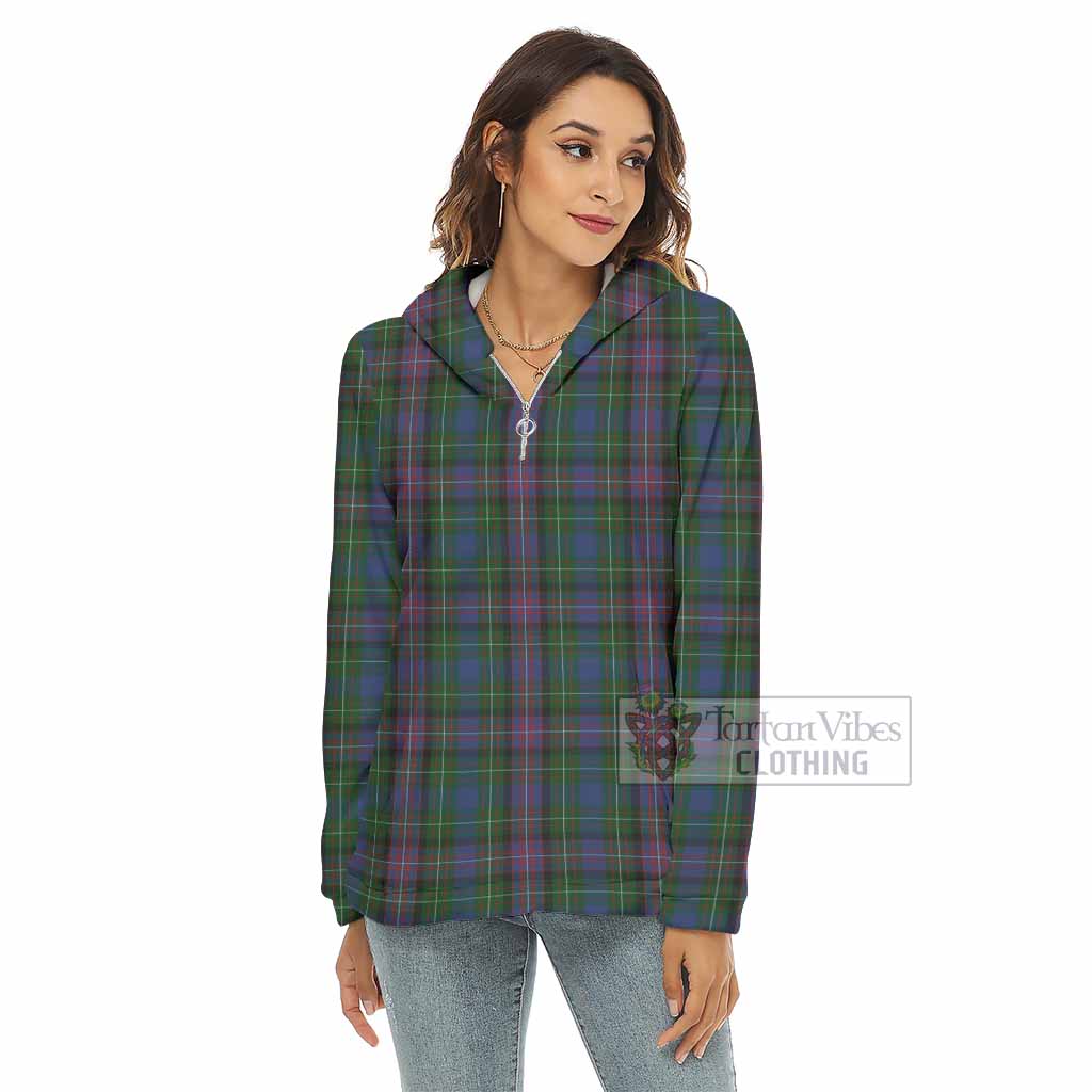 Tartan Vibes Clothing Rankin Tartan Women's Borg  Half Zip Fleece Hoodie
