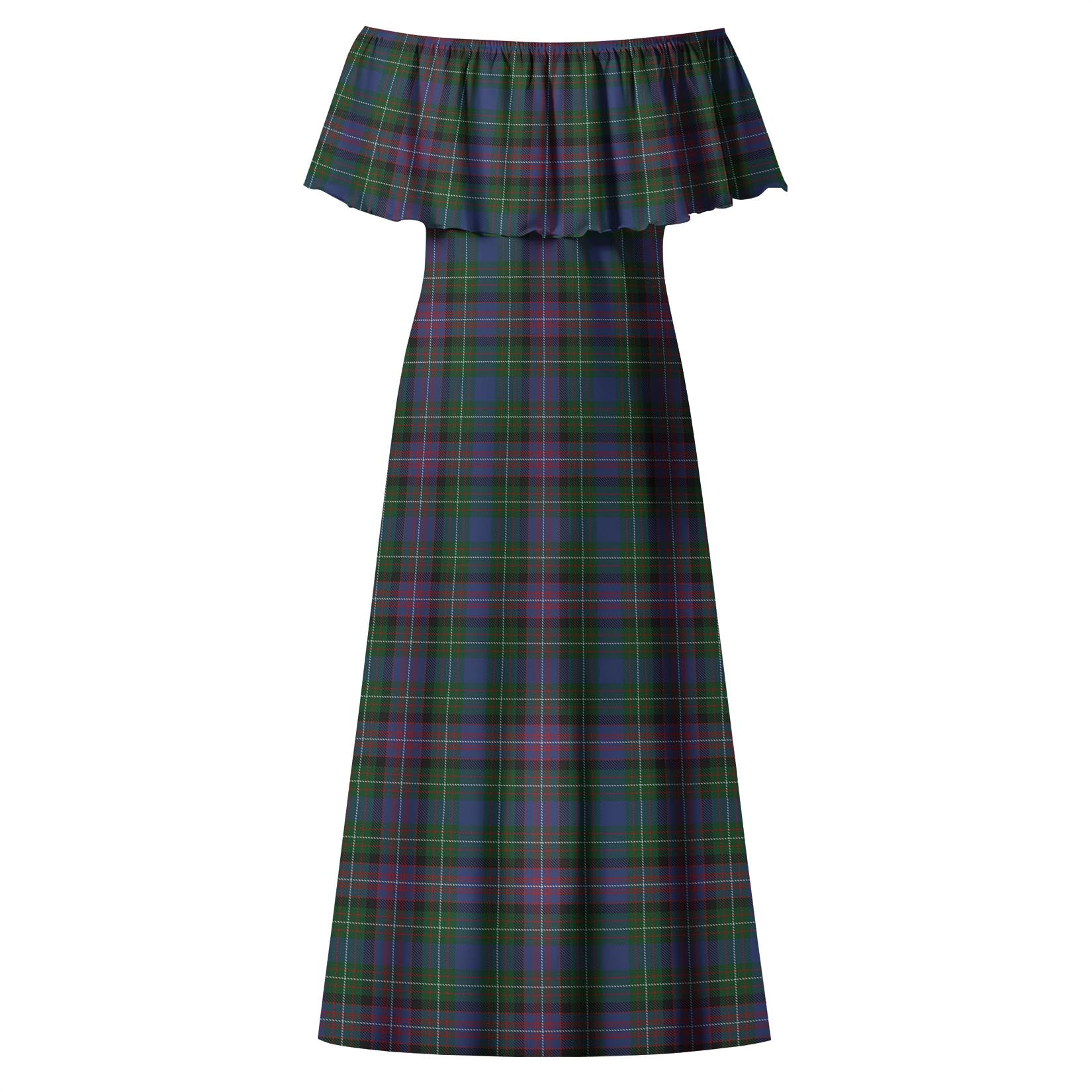 Rankin Tartan Off Shoulder Long Dress - Tartan Vibes Clothing
