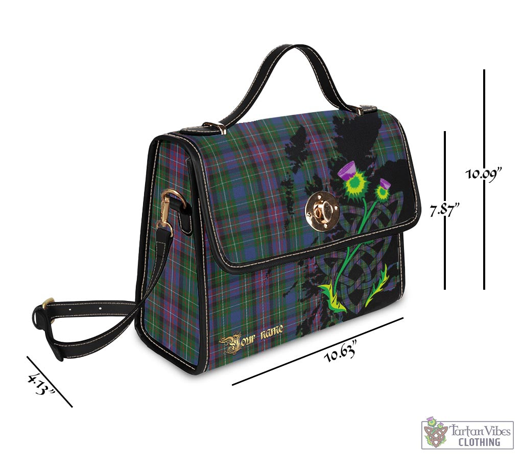 Tartan Vibes Clothing Rankin Tartan Waterproof Canvas Bag with Scotland Map and Thistle Celtic Accents