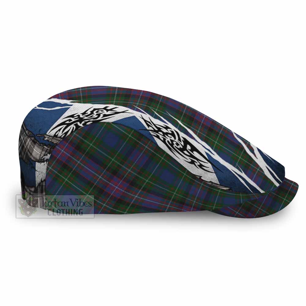 Rankin Tartan Flat Cap, Jeff Cap Scotland Flag Ripped Tribal Design
