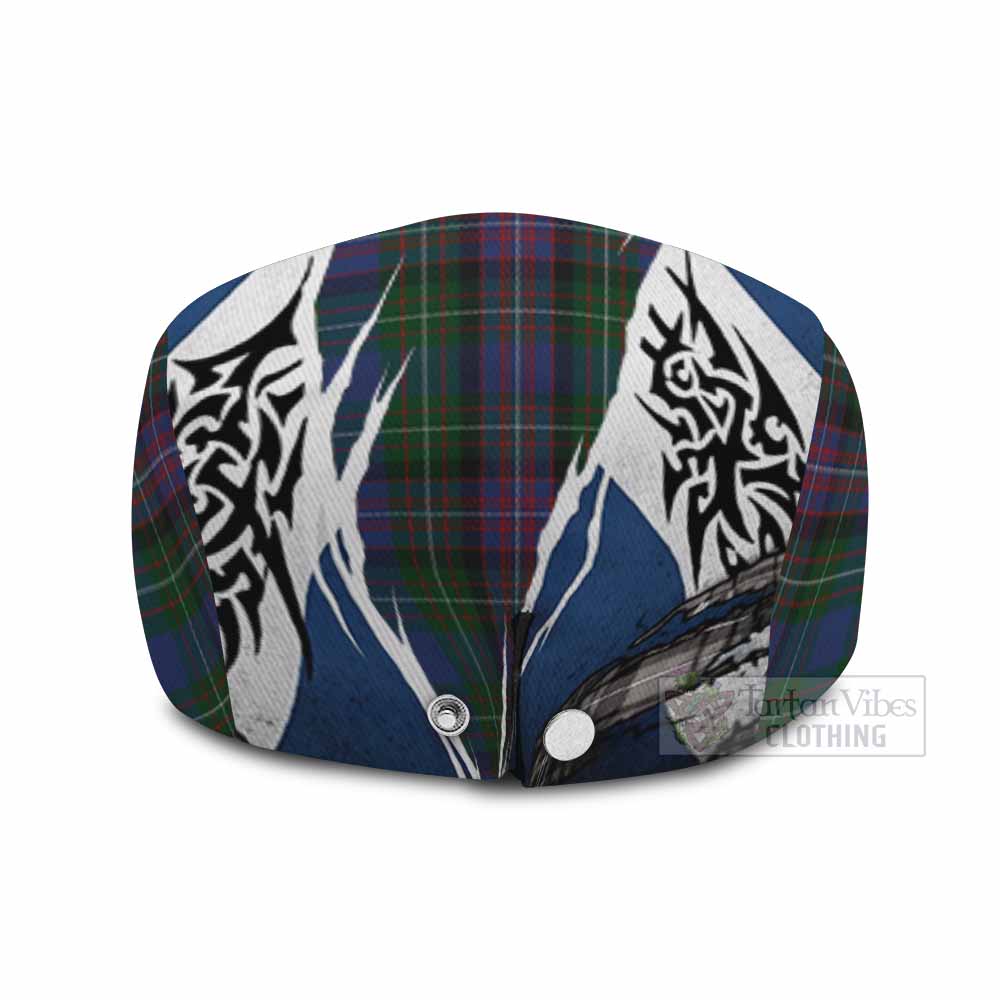 Rankin Tartan Flat Cap, Jeff Cap Scotland Flag Ripped Tribal Design