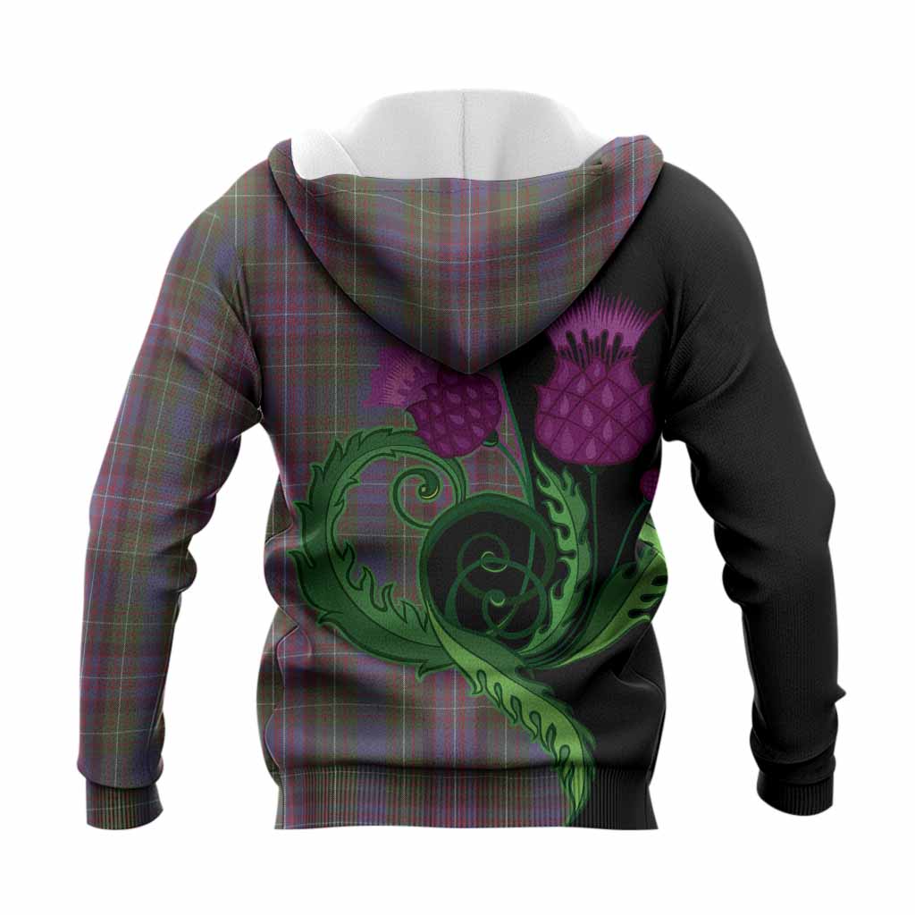 Rankin Tartan Knitted Hoodie Traditional Scottish Thistle