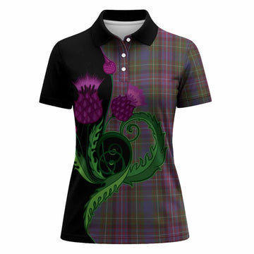 Rankin Tartan Women Polo Shirt Traditional Scottish Thistle