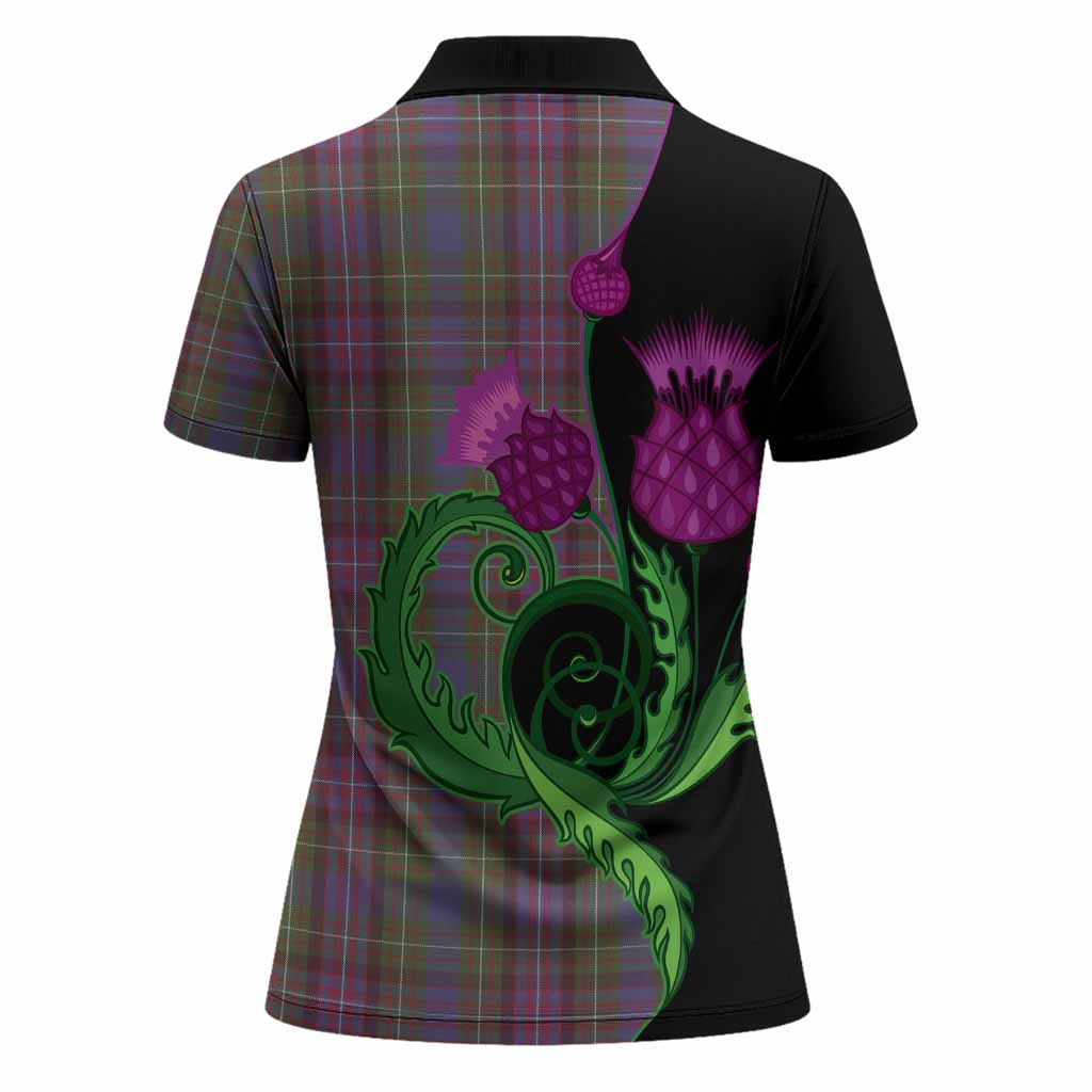 Rankin Tartan Women Polo Shirt Traditional Scottish Thistle