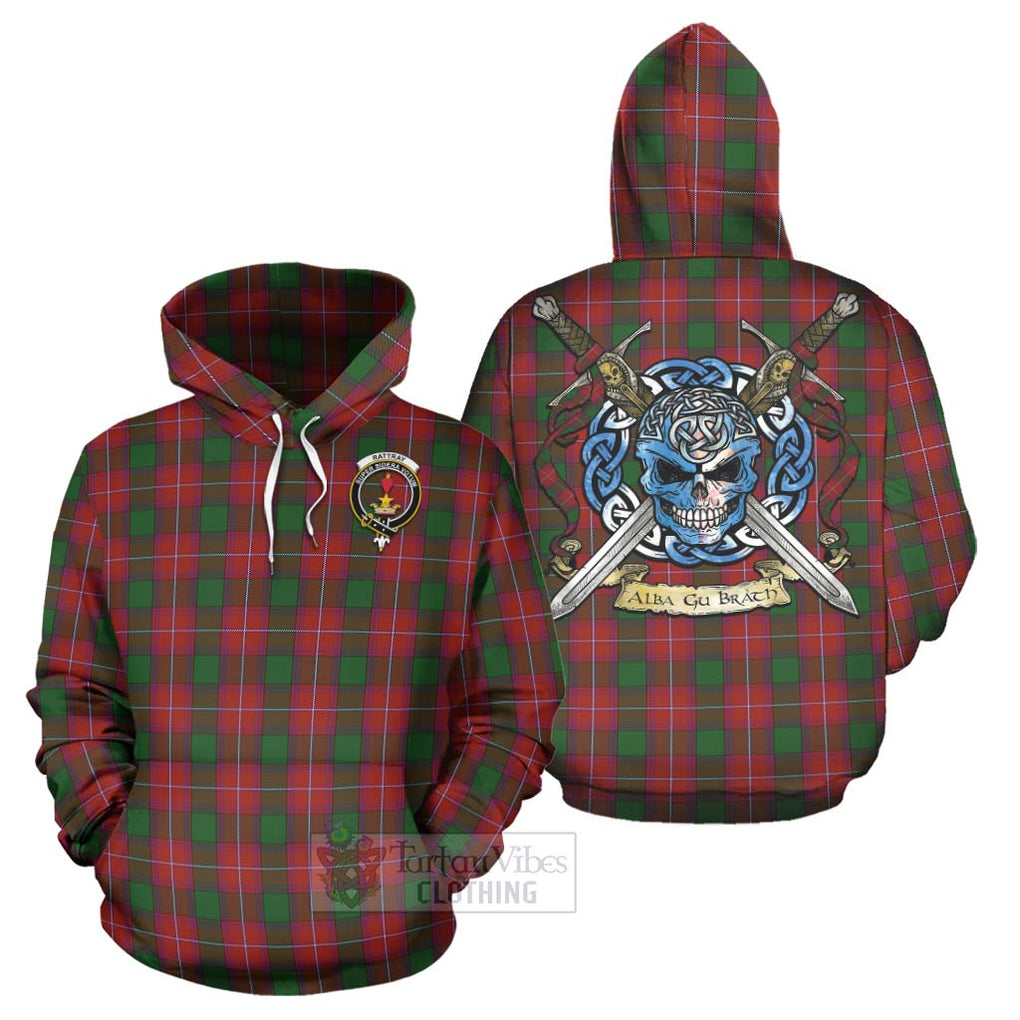 Tartan Vibes Clothing Rattray Tartan Hoodie with Family Crest Celtic Skull Style