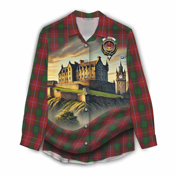 Tartan Vibes Clothing Rattray Tartan Family Crest Women's Casual Shirt with Scottish Ancient Castle Style