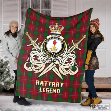 Rattray Tartan Blanket with Clan Crest and the Golden Sword of Courageous Legacy