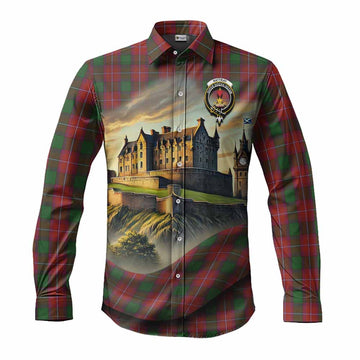 Rattray Tartan Family Crest Long Sleeve Button Shirt with Scottish Ancient Castle Style