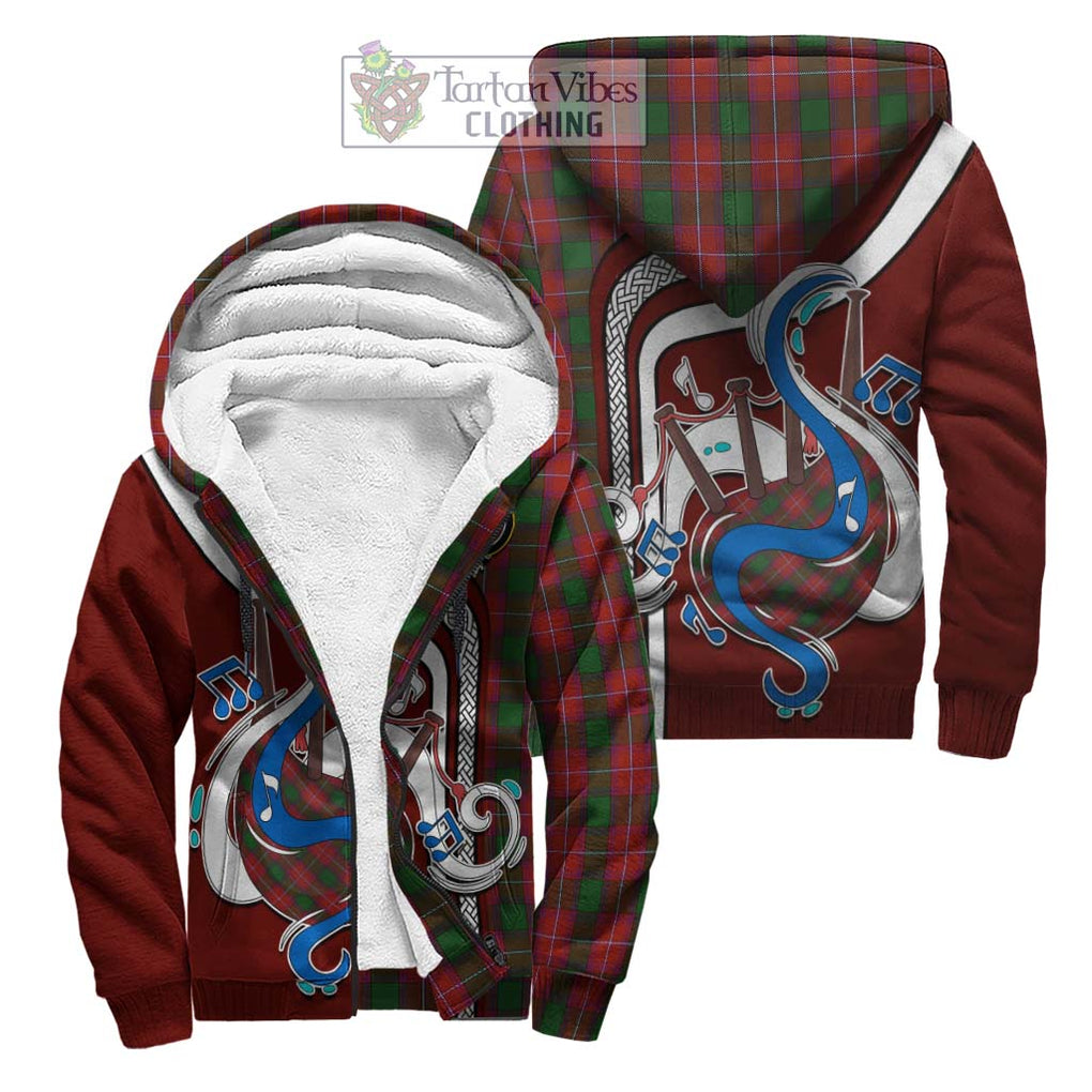 Rattray Tartan Sherpa Hoodie with Epic Bagpipe Style Unisex S - Tartanvibesclothing Shop