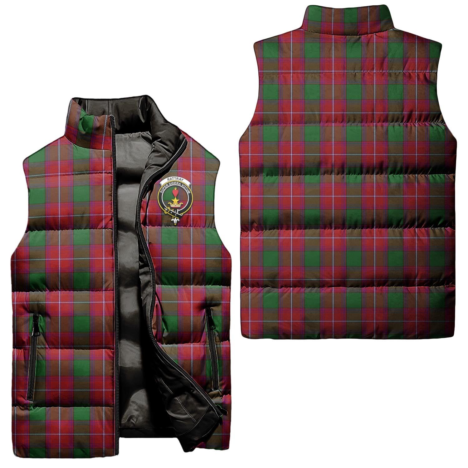 Rattray Tartan Sleeveless Puffer Jacket with Family Crest Unisex - Tartanvibesclothing