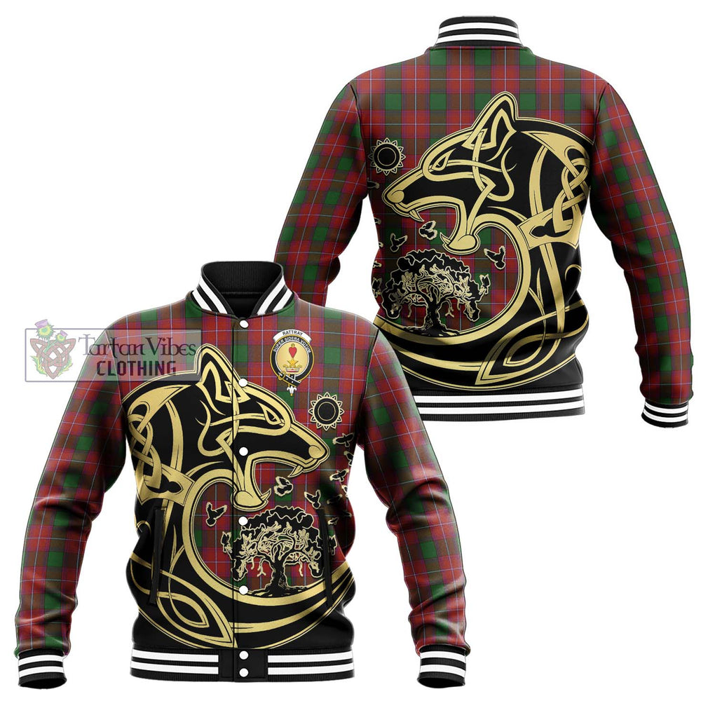 Rattray Tartan Baseball Jacket with Family Crest Celtic Wolf Style Unisex - Tartan Vibes Clothing