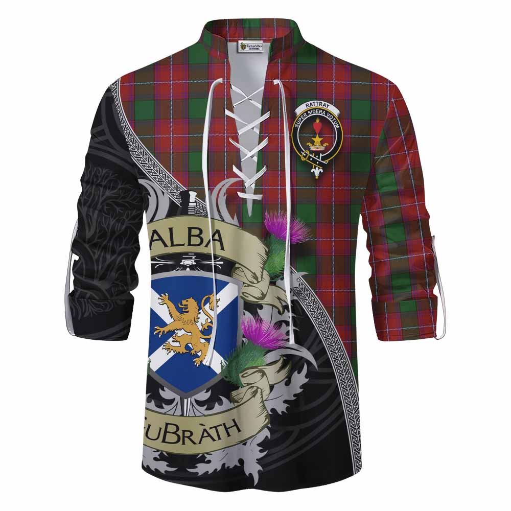 Tartan Vibes Clothing Rattray Tartan Family Crest Ghillie Kilt Shirt Lion Rampant Royal Thistle Shield Celtic Inspired
