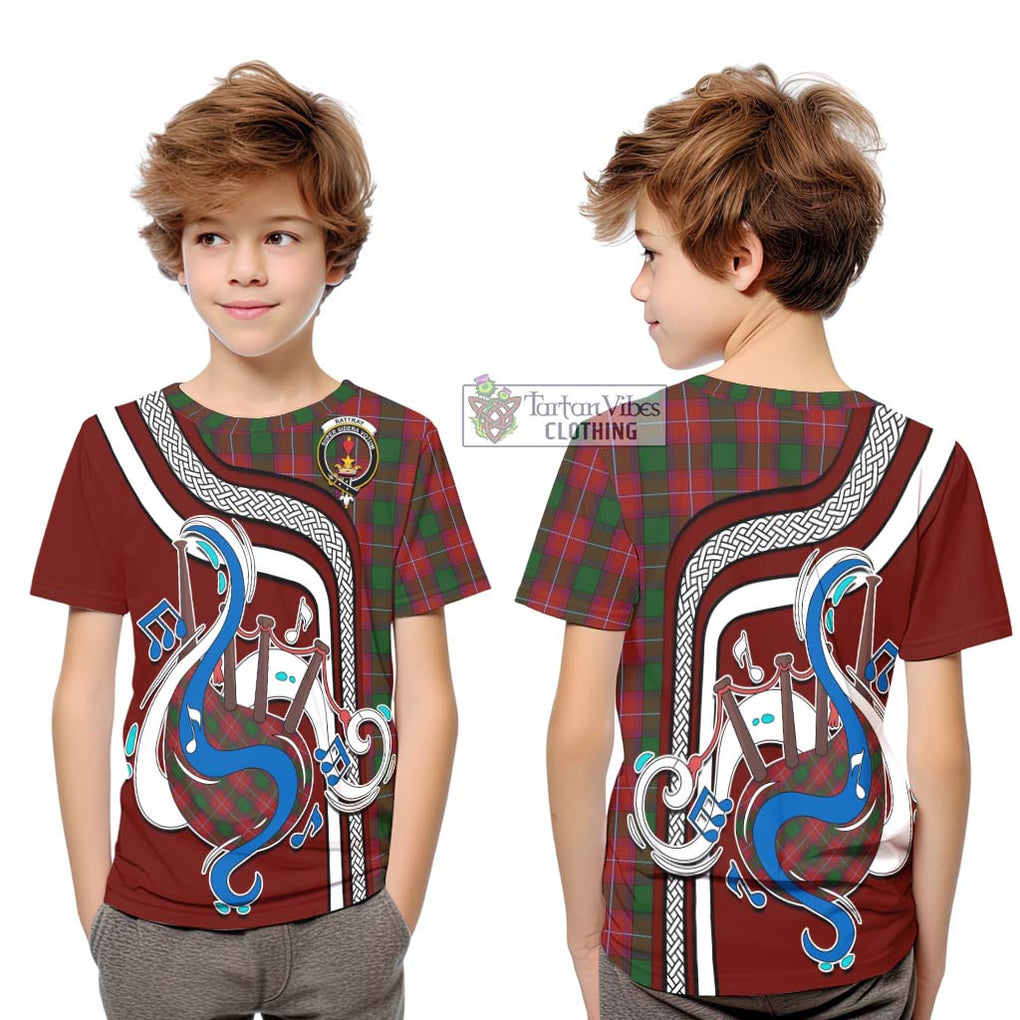 Tartan Vibes Clothing Rattray Tartan Kid T-Shirt with Epic Bagpipe Style