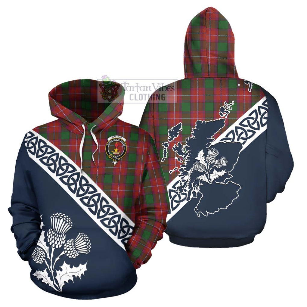Tartan Vibes Clothing Rattray Tartan Hoodie Featuring Thistle and Scotland Map