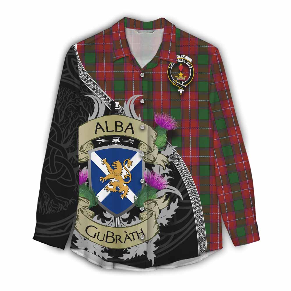 Tartan Vibes Clothing Rattray Tartan Family Crest Women's Casual Shirt Lion Rampant Royal Thistle Shield Celtic Inspired