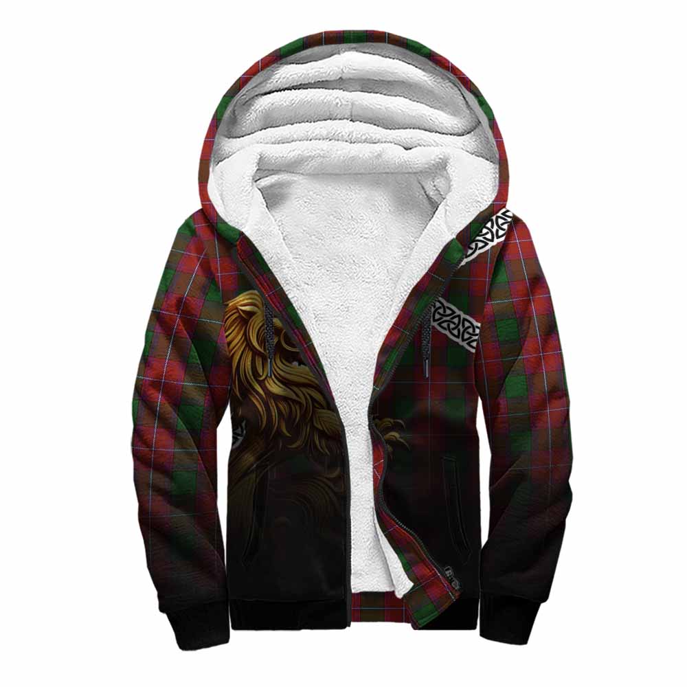 Rattray Crest Tartan Sherpa Hoodie with Golden Lion Emblem Celtic Style Unisex S - Tartan Vibes Clothing