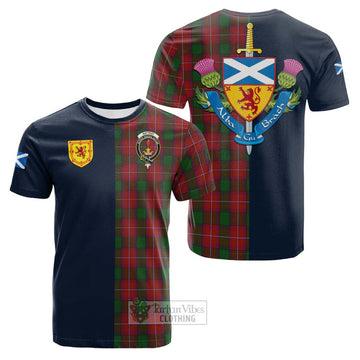 Rattray Tartan Cotton T-shirt Alba with Scottish Lion Royal Arm Half Style
