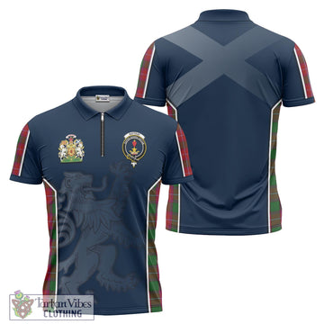 Rattray Tartan Zipper Polo Shirt with Family Crest and Lion Rampant Vibes Sport Style