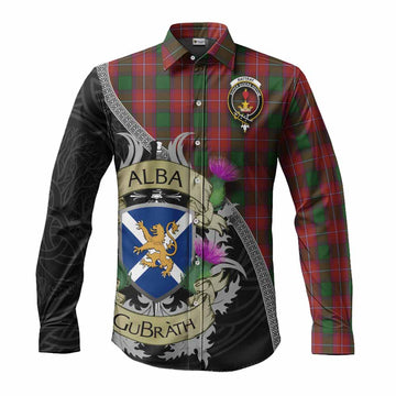 Rattray Tartan Family Crest Long Sleeve Button Shirt Lion Rampant Royal Thistle Shield Celtic Inspired