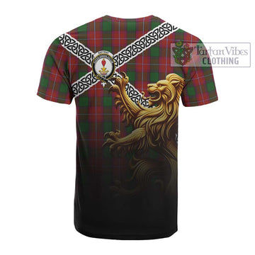 Rattray Crest Tartan Cotton T-shirt with Golden Lion Emblem Celtic Style