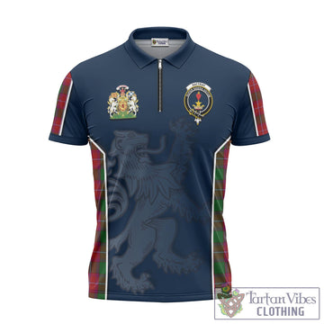 Rattray Tartan Zipper Polo Shirt with Family Crest and Lion Rampant Vibes Sport Style