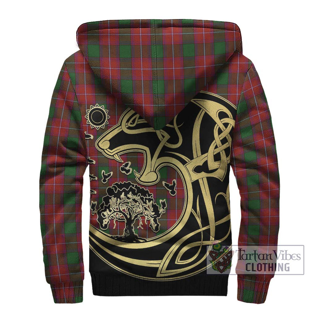 Rattray Tartan Sherpa Hoodie with Family Crest Celtic Wolf Style - Tartan Vibes Clothing