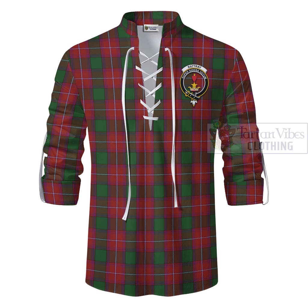 Tartan Vibes Clothing Rattray Tartan Ghillie Kilt Shirt with Family Crest Celtic Skull Style