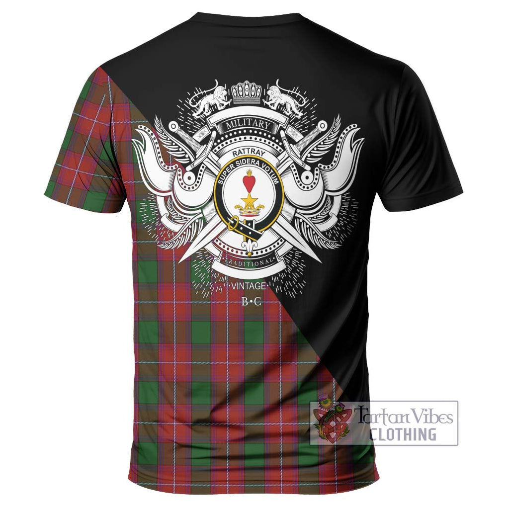 Rattray Tartan T-Shirt with Family Crest and Military Logo Style - Tartanvibesclothing Shop