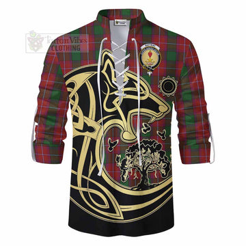 Tartan Vibes Clothing Rattray Tartan Ghillie Kilt Shirt with Family Crest Celtic Wolf Style