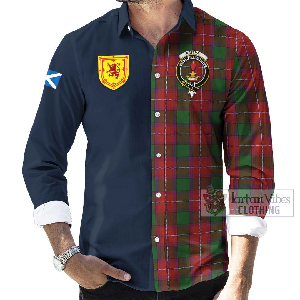 Tartan Vibes Clothing Rattray Tartan Long Sleeve Button Shirt with Scottish Lion Royal Arm Half Style