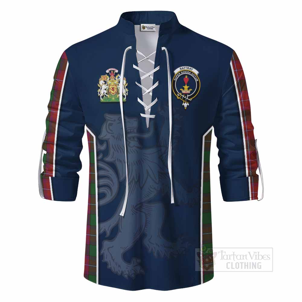 Tartan Vibes Clothing Rattray Tartan Ghillie Kilt Shirt with Family Crest and Lion Rampant Vibes Sport Style