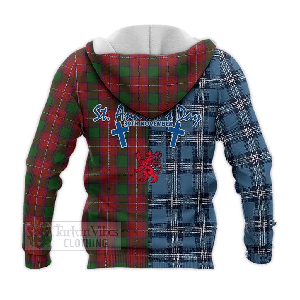 Tartan Vibes Clothing Rattray Tartan Knitted Hoodie Happy St. Andrew's Day Half Tartan Style