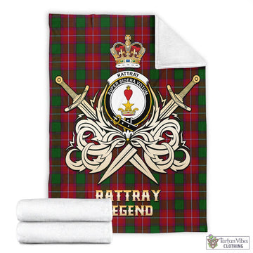 Rattray Tartan Blanket with Clan Crest and the Golden Sword of Courageous Legacy