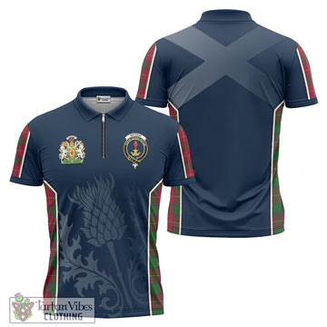 Rattray Tartan Zipper Polo Shirt with Family Crest and Scottish Thistle Vibes Sport Style
