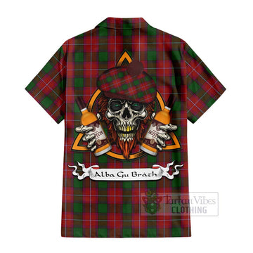 Rattray Tartan Hawaiian Shirt with Family Crest and Bearded Skull Holding Bottles of Whiskey
