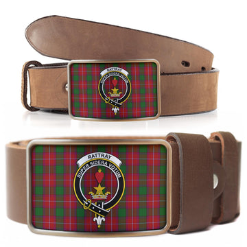 Rattray Tartan Belt Buckles with Family Crest