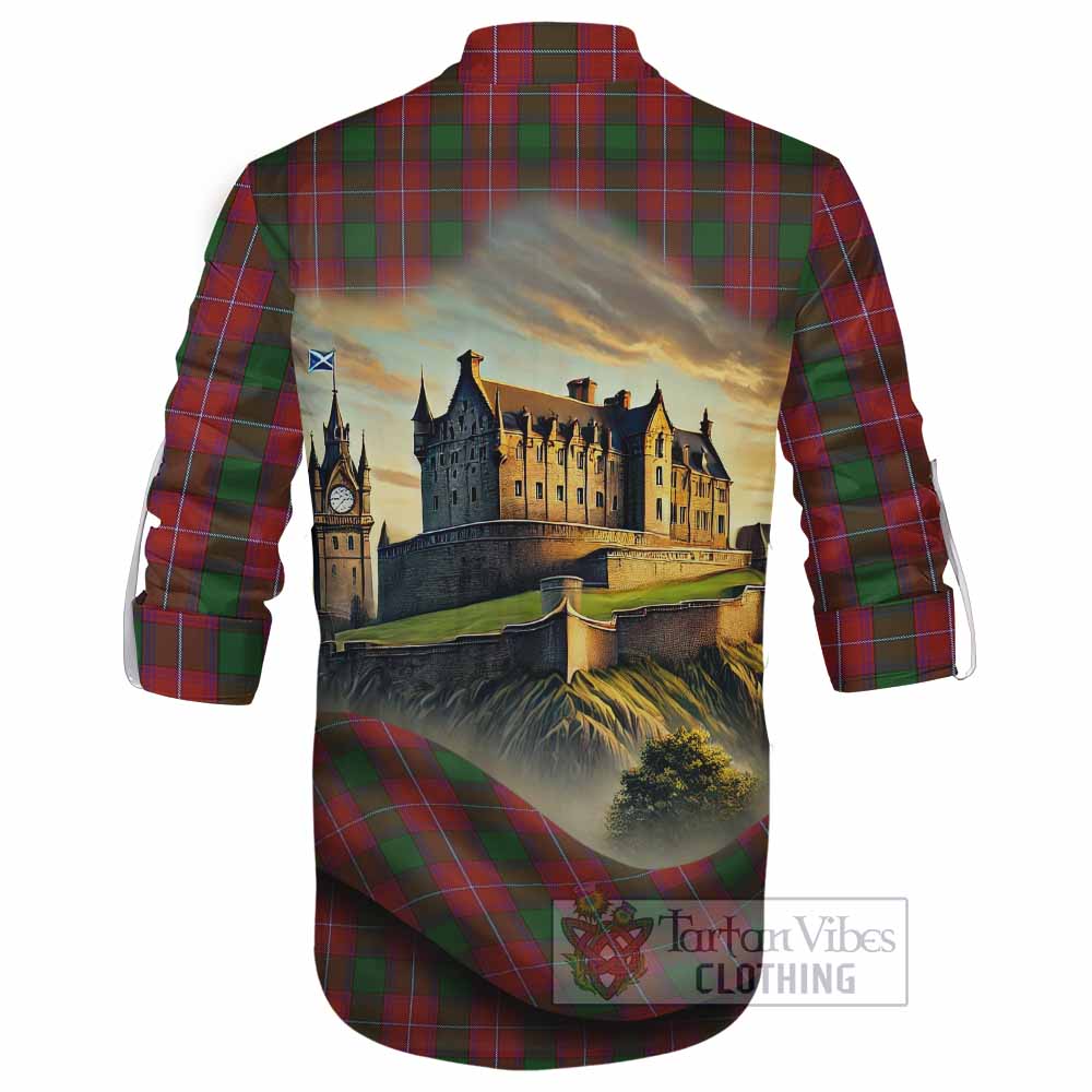 Tartan Vibes Clothing Rattray Tartan Family Crest Ghillie Kilt Shirt with Scottish Ancient Castle Style