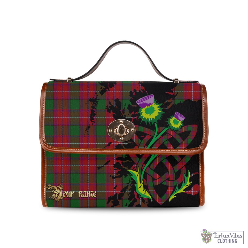 Rattray Tartan Waterproof Canvas Bag with Scotland Map and Thistle Celtic Accents Brown Leather Strap One Size 10.5*20*27cm - Tartan Vibes Clothing