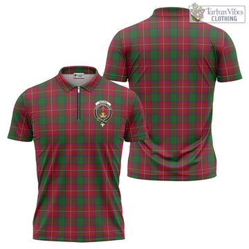 Rattray Tartan Zipper Polo Shirt with Family Crest