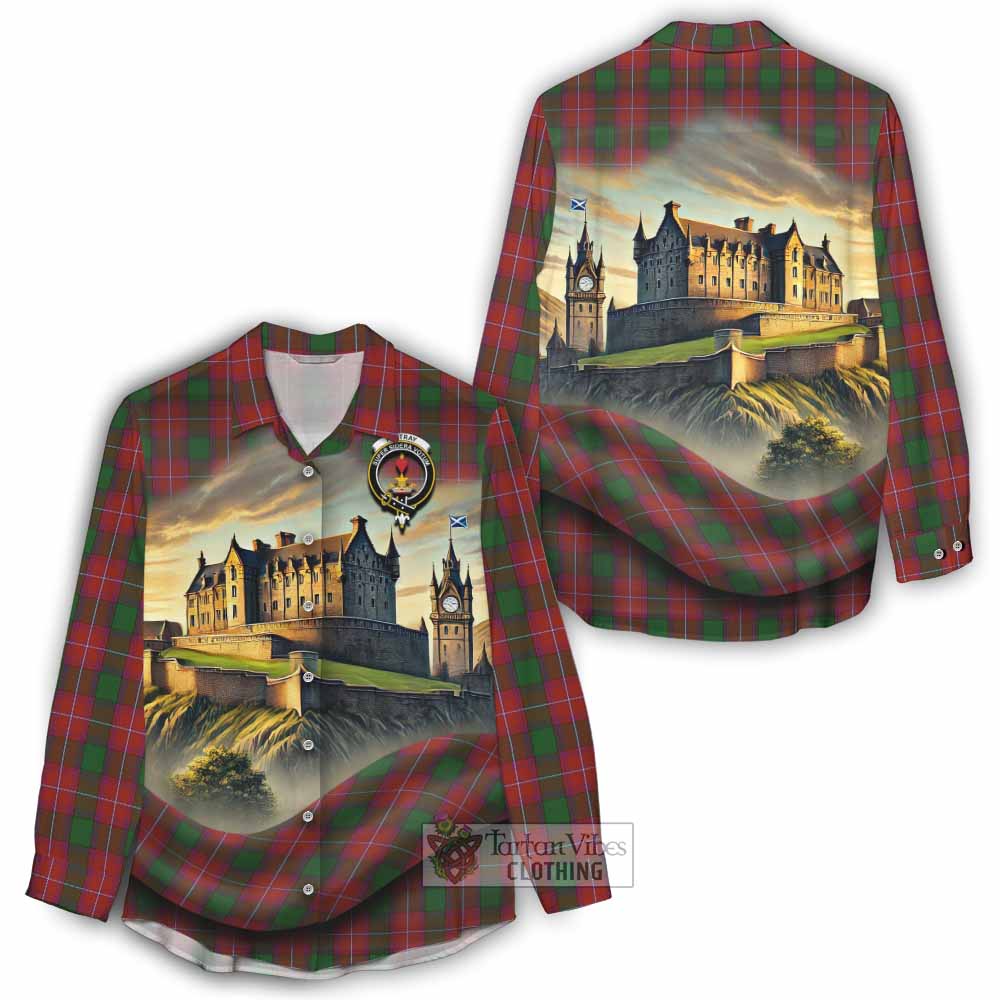 Tartan Vibes Clothing Rattray Tartan Family Crest Women's Casual Shirt with Scottish Ancient Castle Style