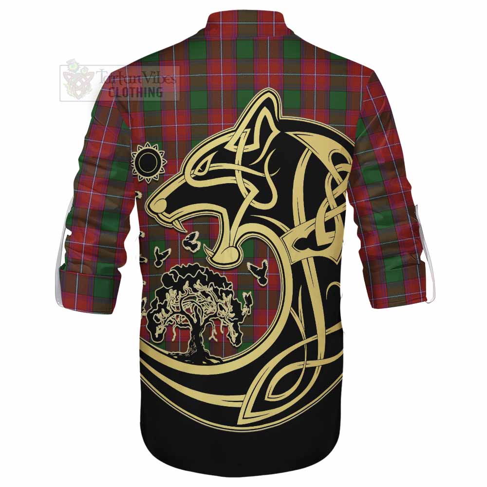 Tartan Vibes Clothing Rattray Tartan Ghillie Kilt Shirt with Family Crest Celtic Wolf Style