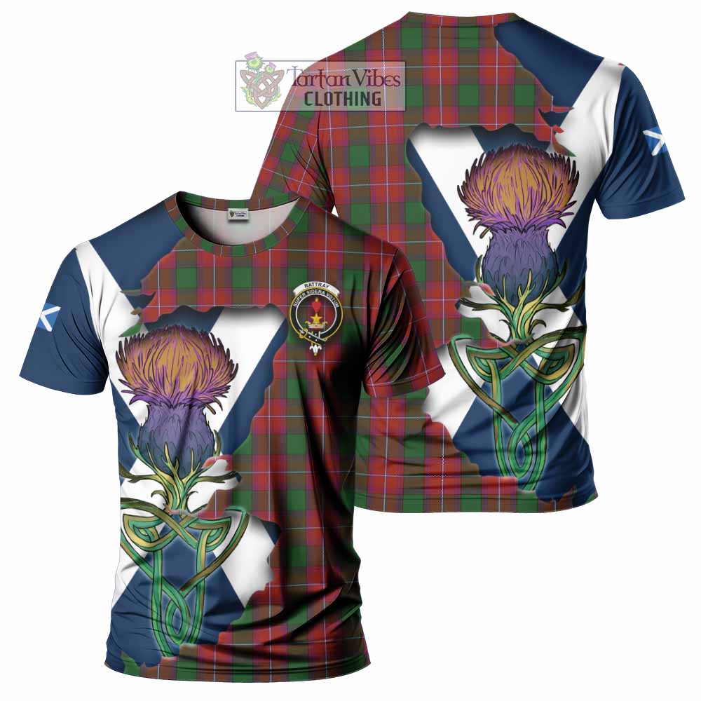 Tartan Vibes Clothing Rattray Tartan Family Crest T-Shirt Scottish Thistle Celtic Inspired