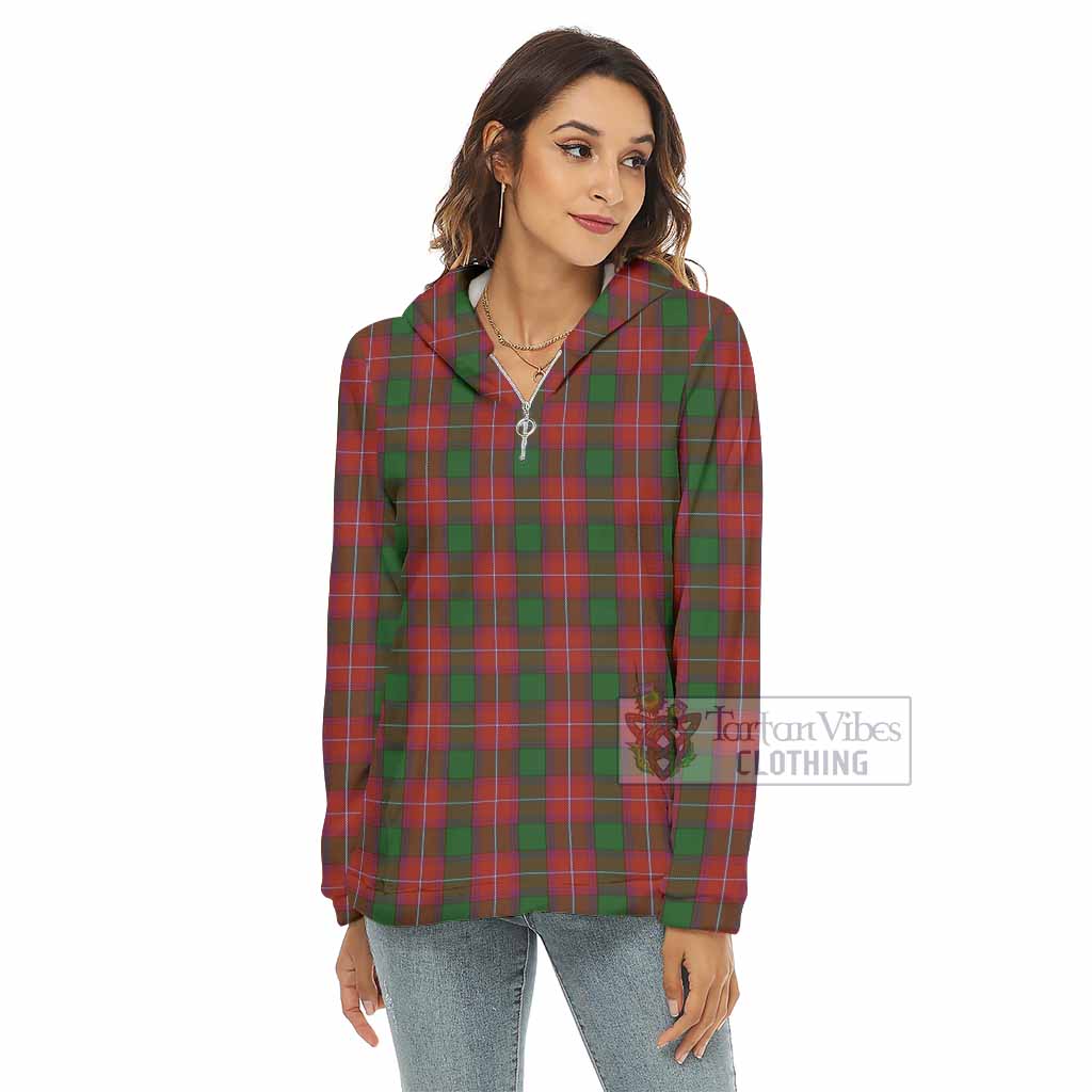 Tartan Vibes Clothing Rattray Tartan Women's Borg  Half Zip Fleece Hoodie